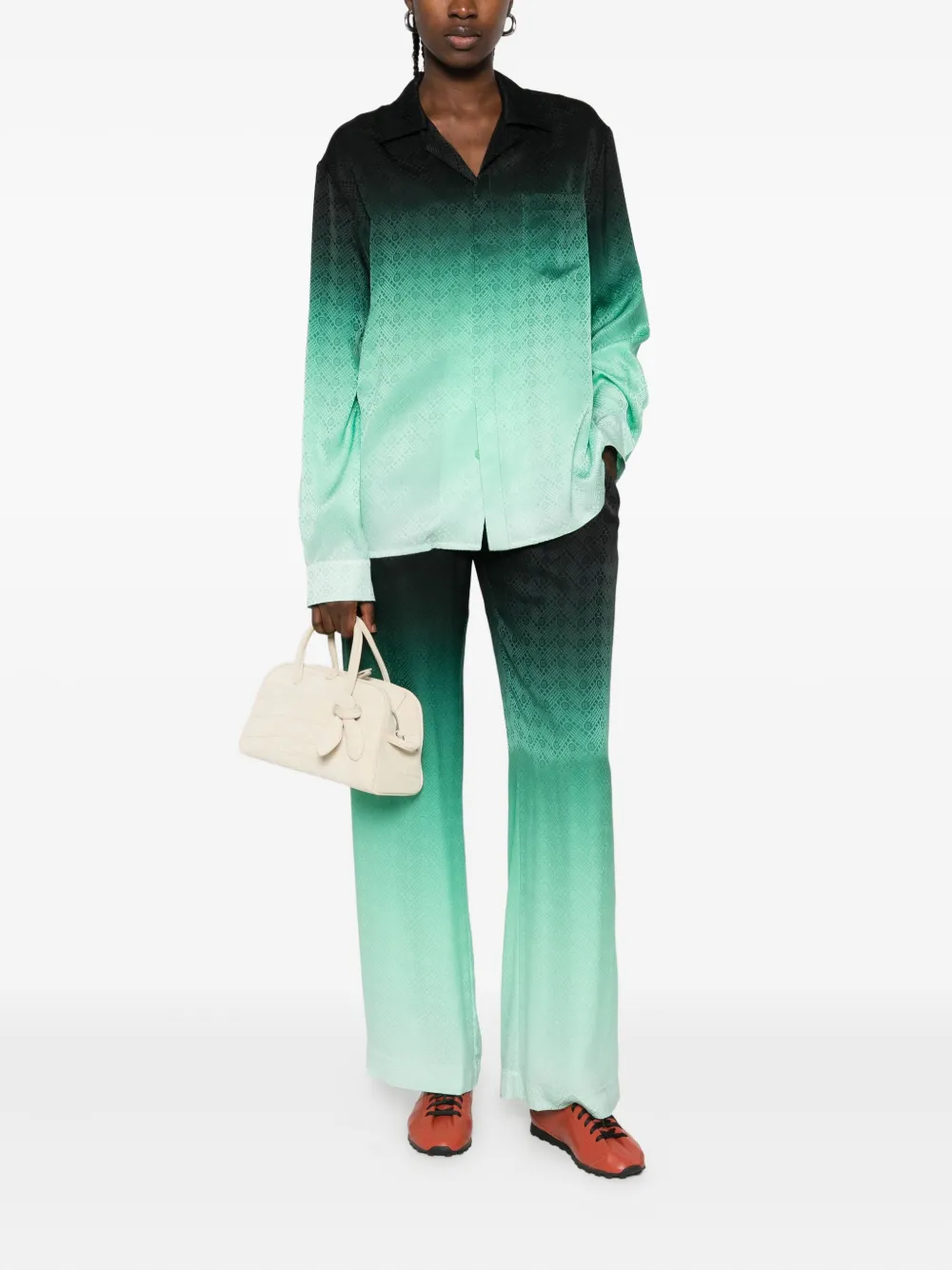 Casablanca Gradient Ping Pong jacquard silk trousers - Zwart