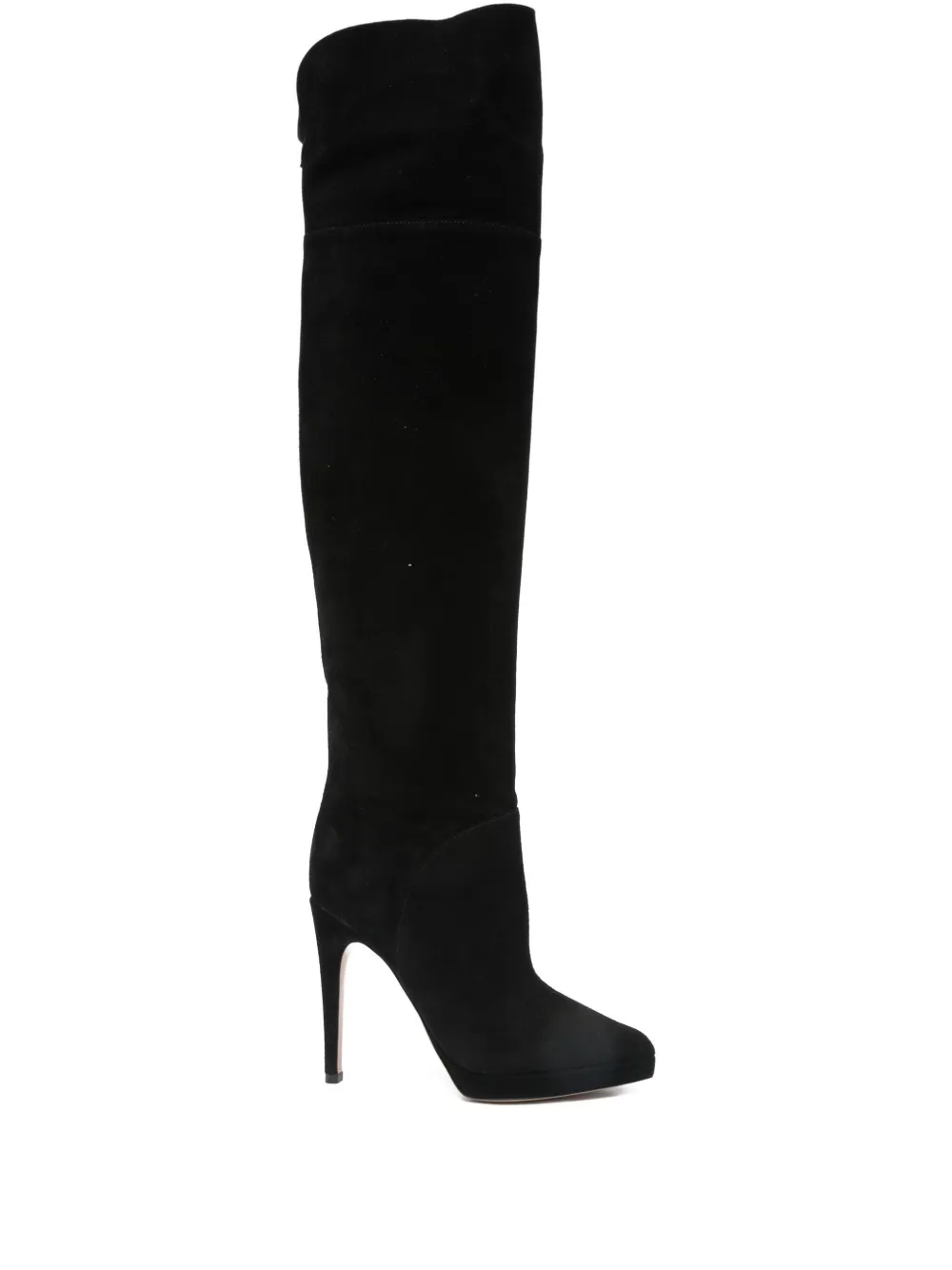 Casadei 100mm suede knee-high stiletto boots Black