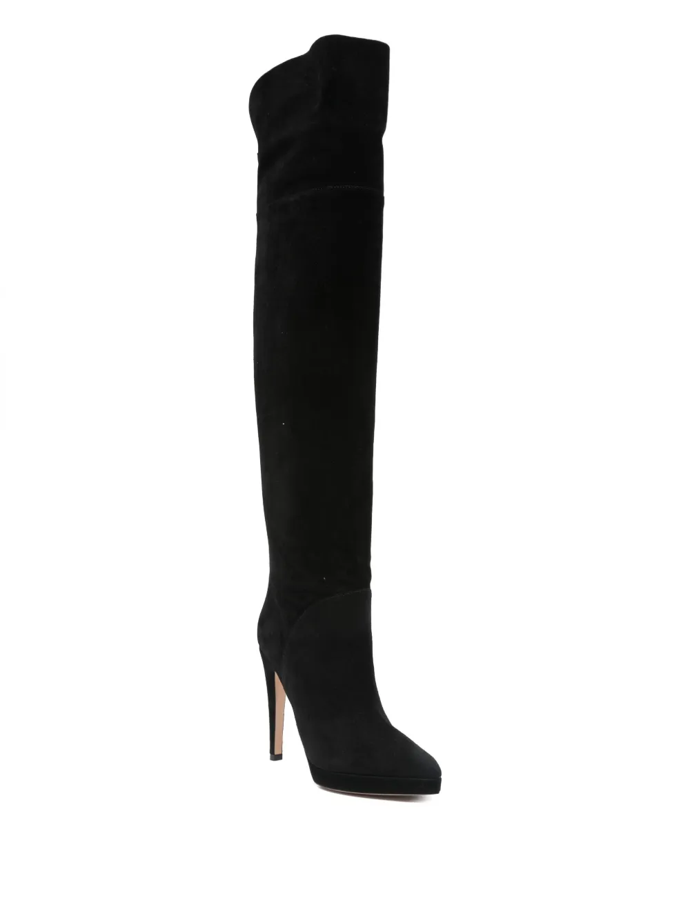 Casadei 100mm suede knee-high stiletto boots Black