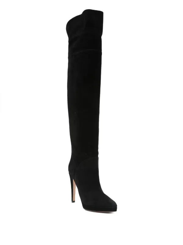 Casadei Overknee Wildleder Grau Casadei Kniehohe Stiletto-Stiefel