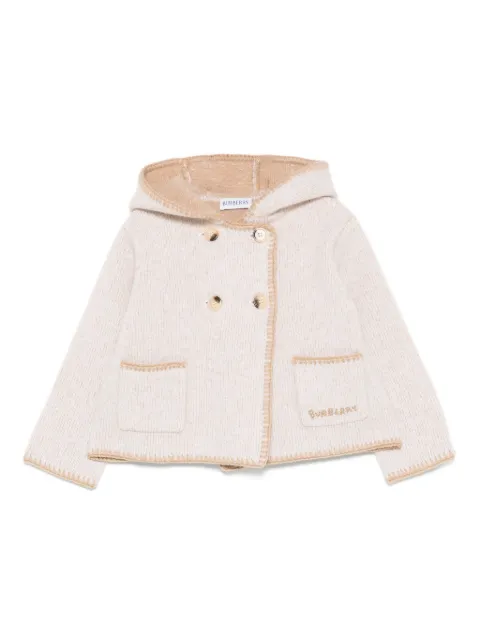 Burberry Kids Cappotto doppiopetto in lana con cappuccio
