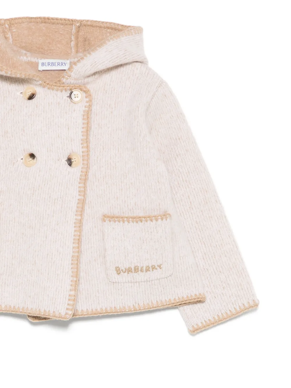 Burberry Kids hooded double-breasted wool coat Beige