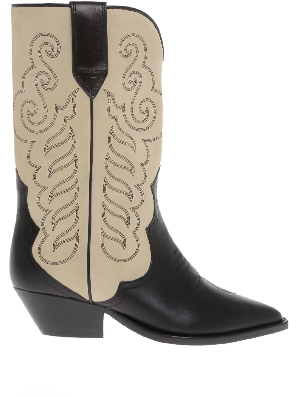 ISABEL MARANT Duerto embroidered leather cowboy boots Neutrals