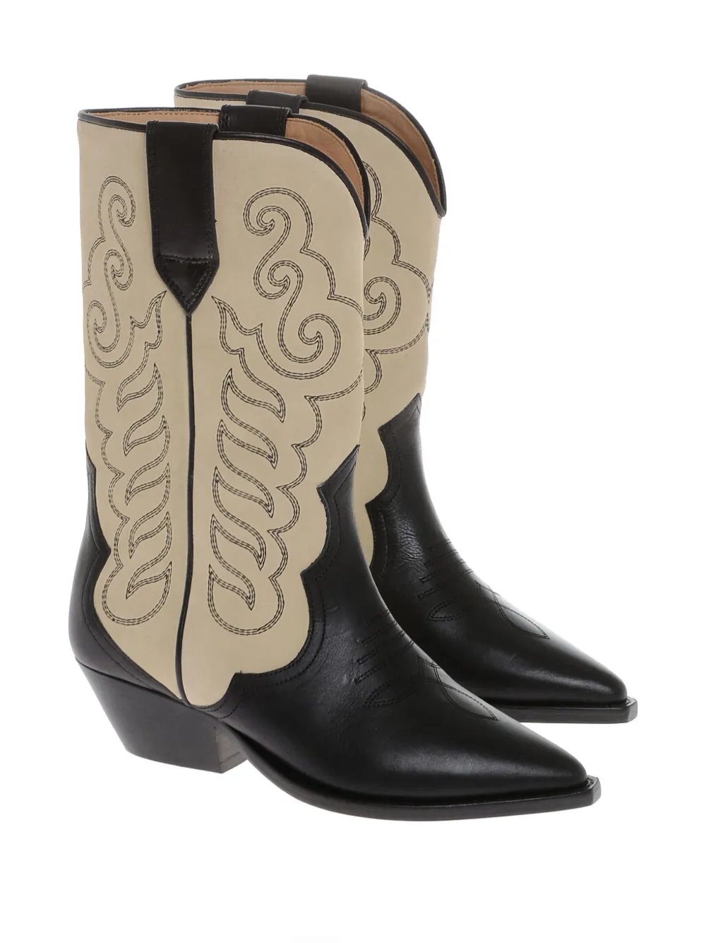 ISABEL MARANT Duerto embroidered leather cowboy boots Neutrals