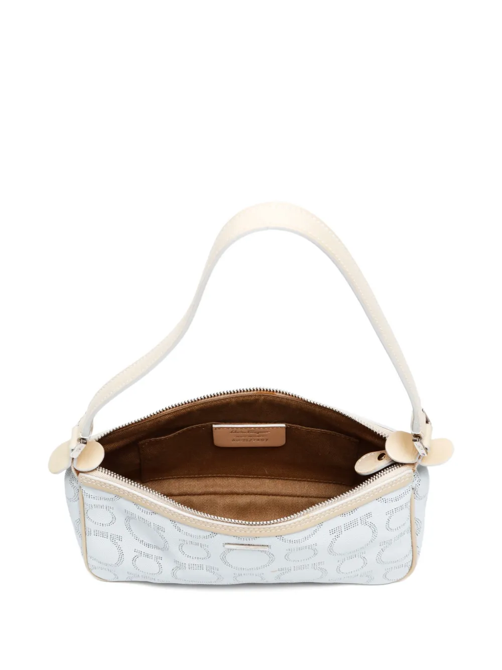 Pre-owned Ferragamo 2000-2010s Ganchini-pattern Shoulder Bag In Neutral