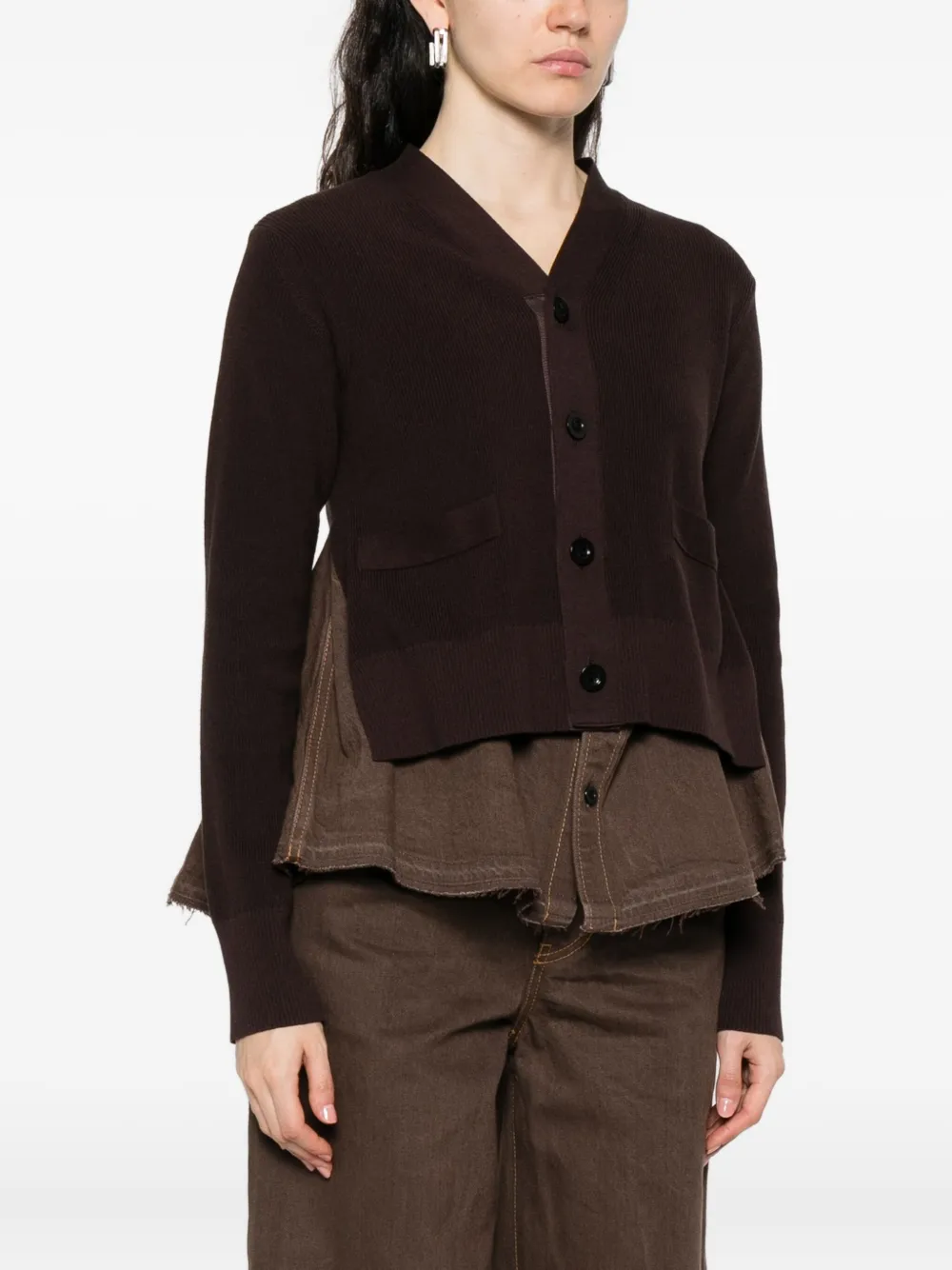 sacai layered cardigan Bruin