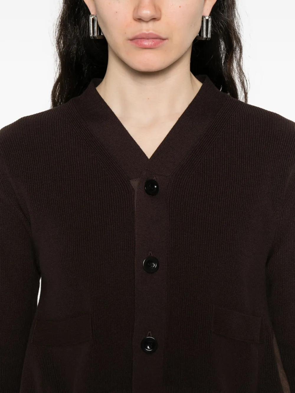 sacai layered cardigan Bruin