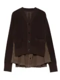sacai layered cardigan - Brown