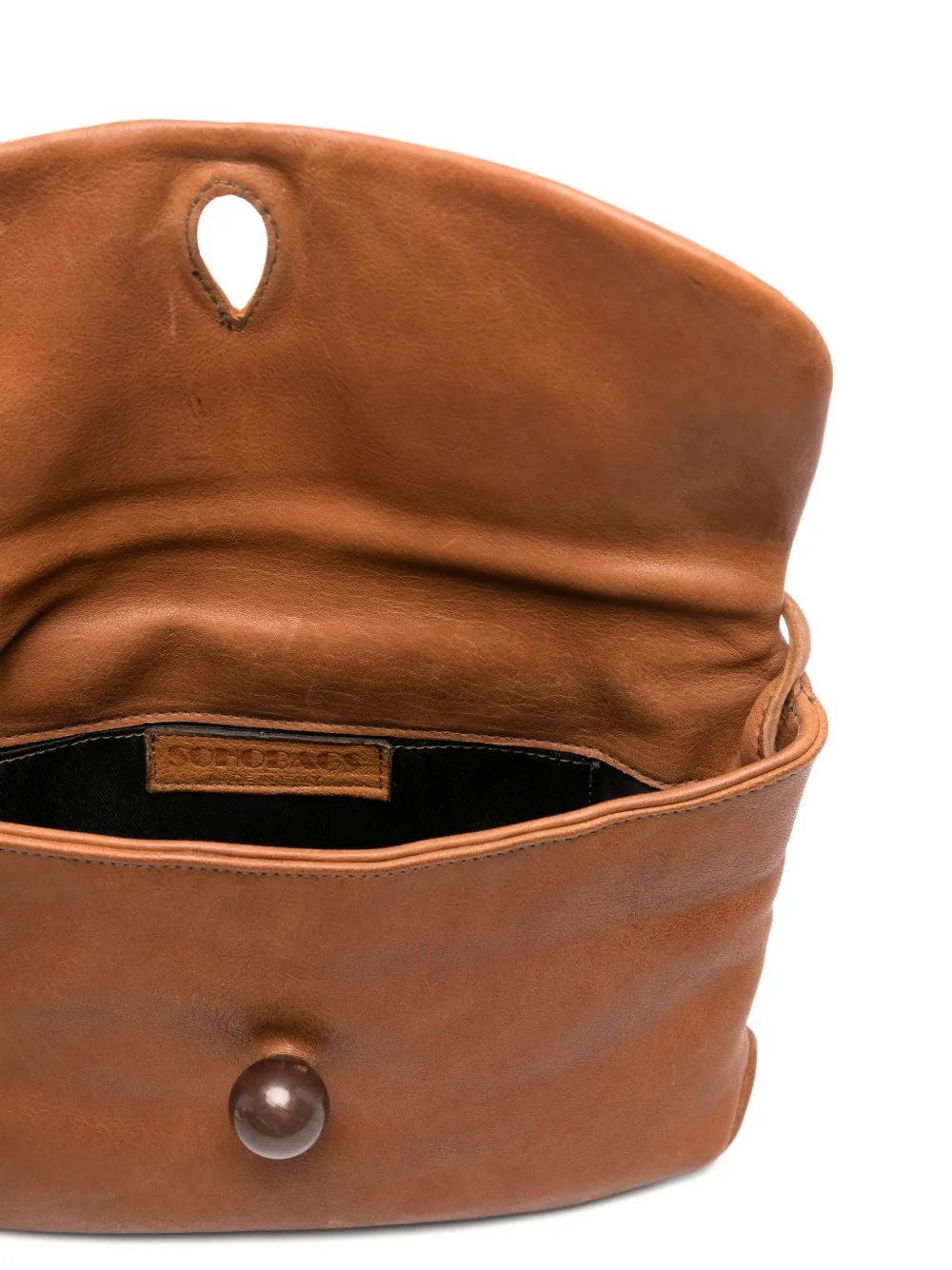 Sommet Leather Button Shoulder Bag In Brown