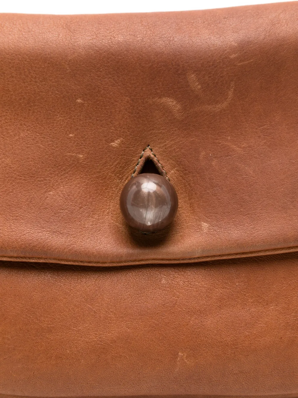 Sommet Leather Button Shoulder Bag In Brown