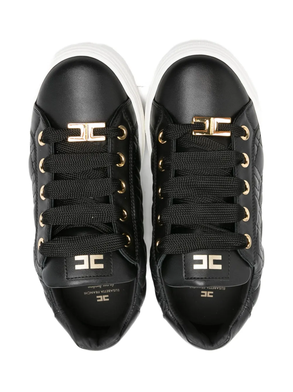 Elisabetta Franchi Quilted Logo-detail Sneakers In Black