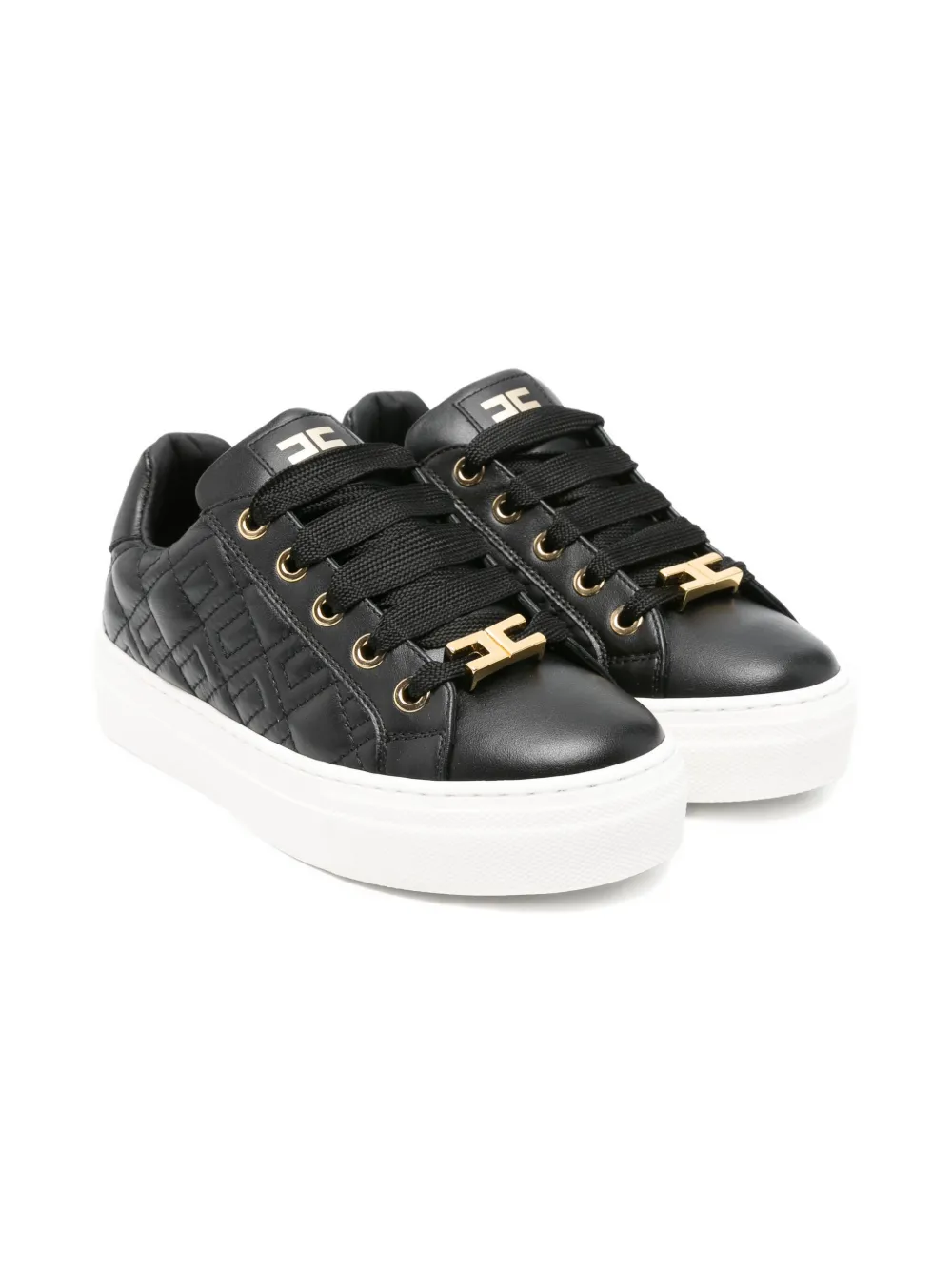 Elisabetta Franchi Quilted Logo-detail Sneakers In Black