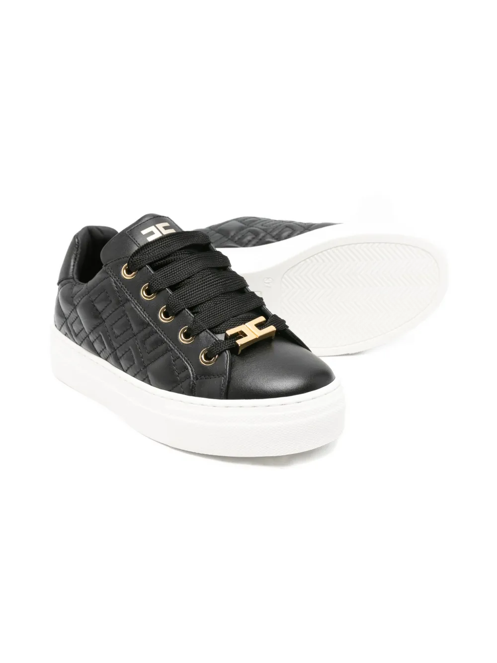 Elisabetta Franchi Quilted Logo-detail Sneakers In Black