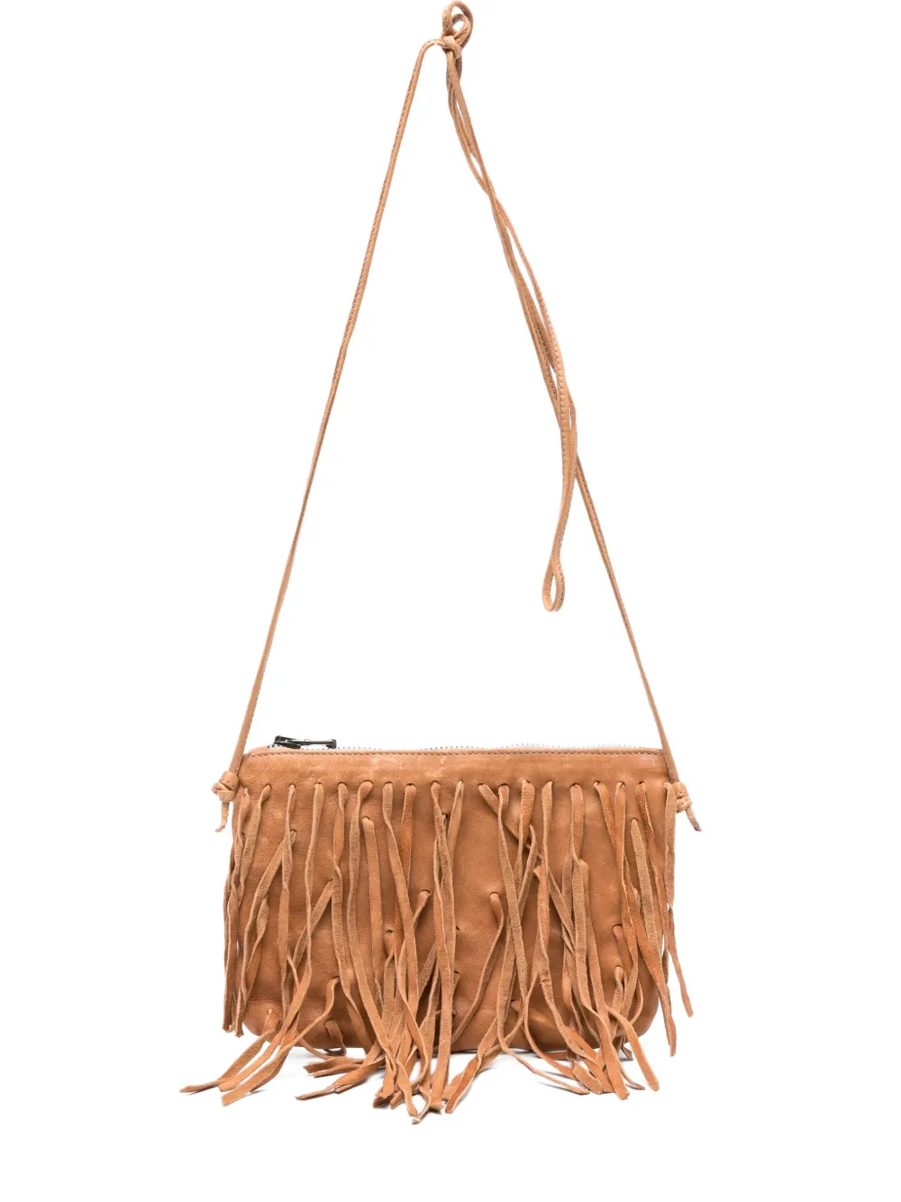 small fringe-detail leather crossbody bag