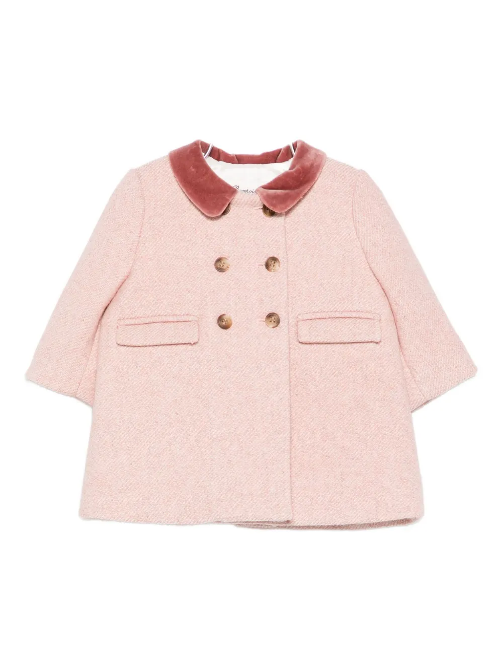 Bonpoint Velvet-collar Coat In Pink
