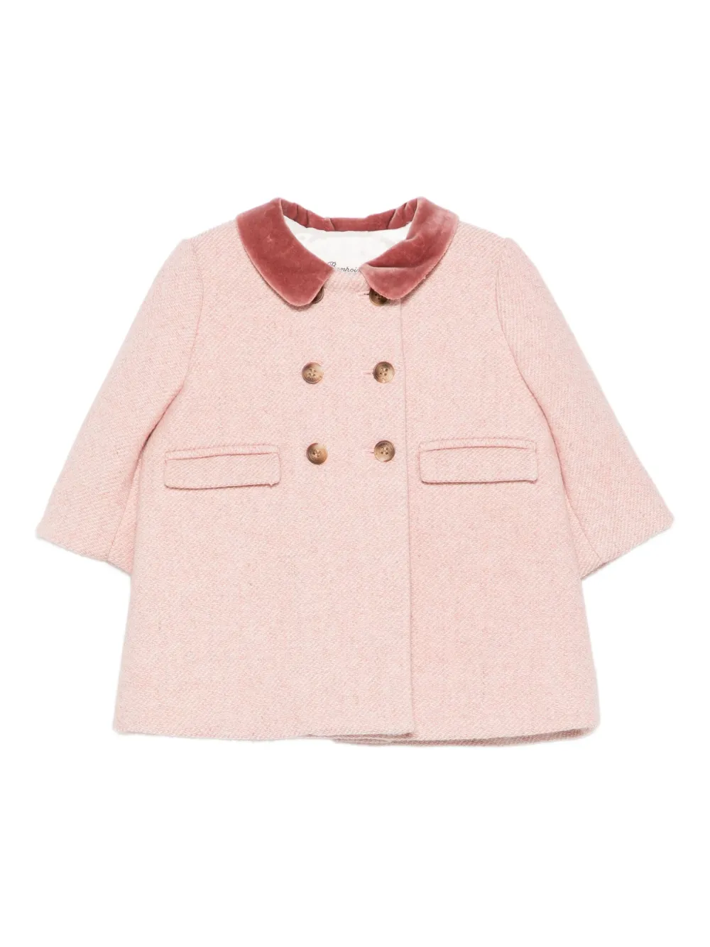 Bonpoint Jas met fluwelen kraag en visgraatpatroon Roze