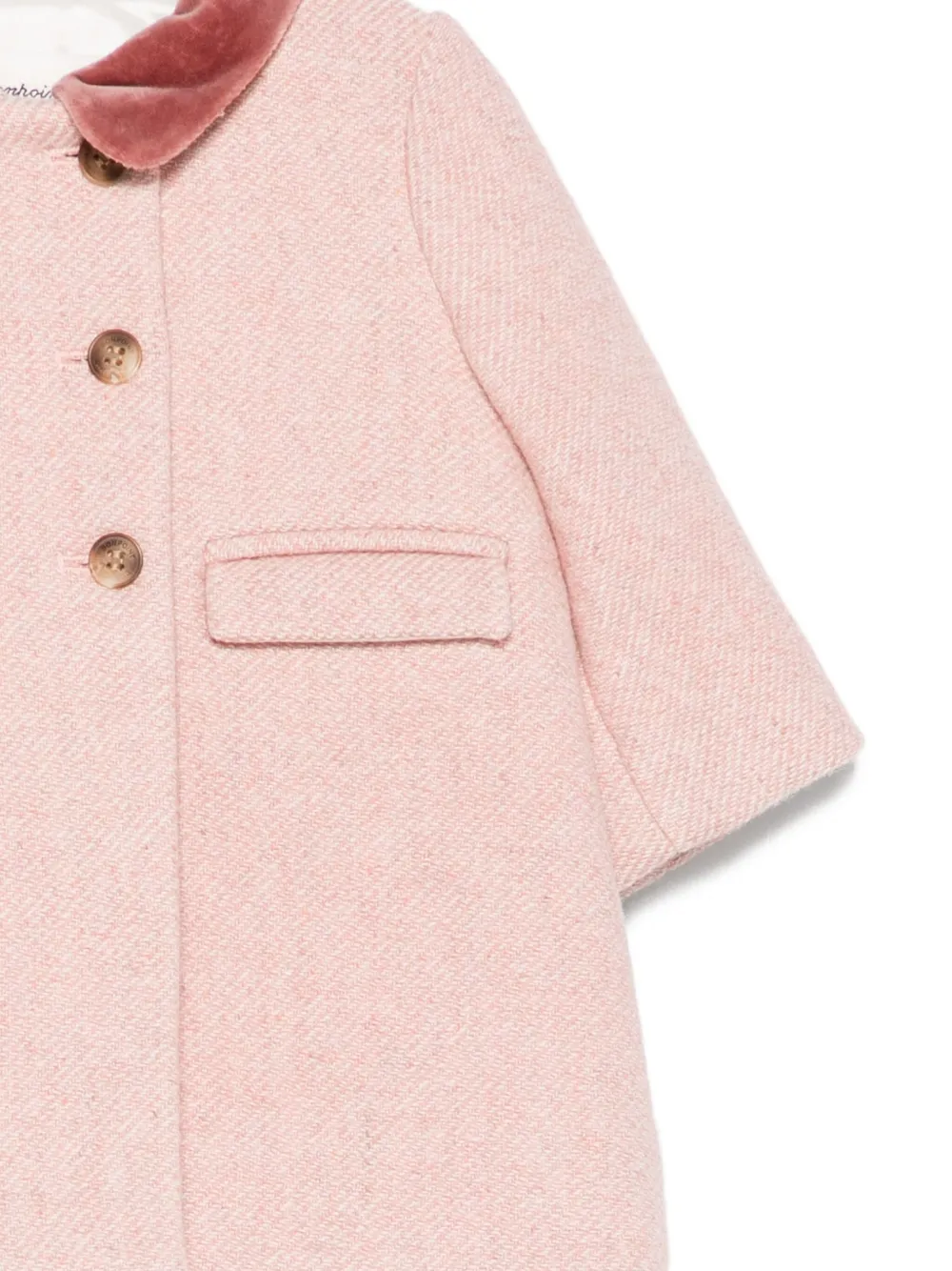 Bonpoint Jas met fluwelen kraag en visgraatpatroon Roze