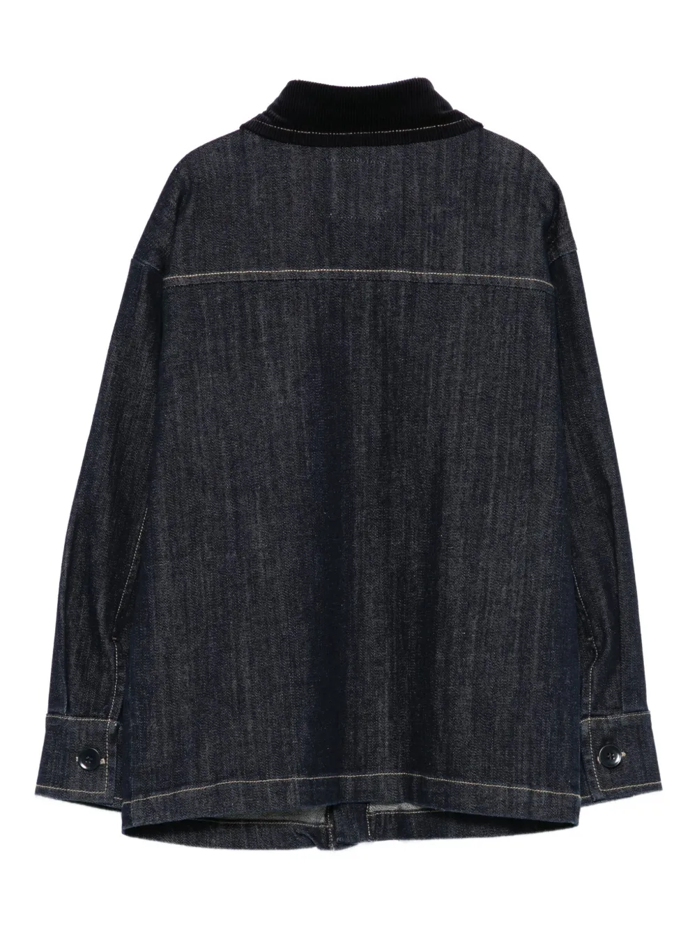 Paolo Pecora Kids Spijkershirt met fluwelen kraag Blauw