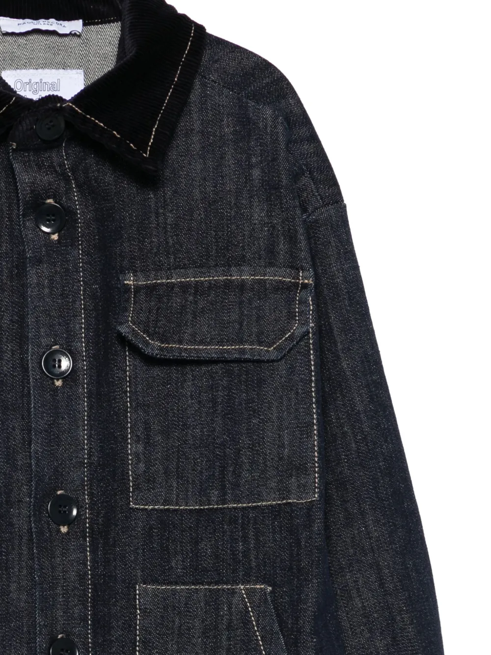 Paolo Pecora Kids Spijkershirt met fluwelen kraag Blauw