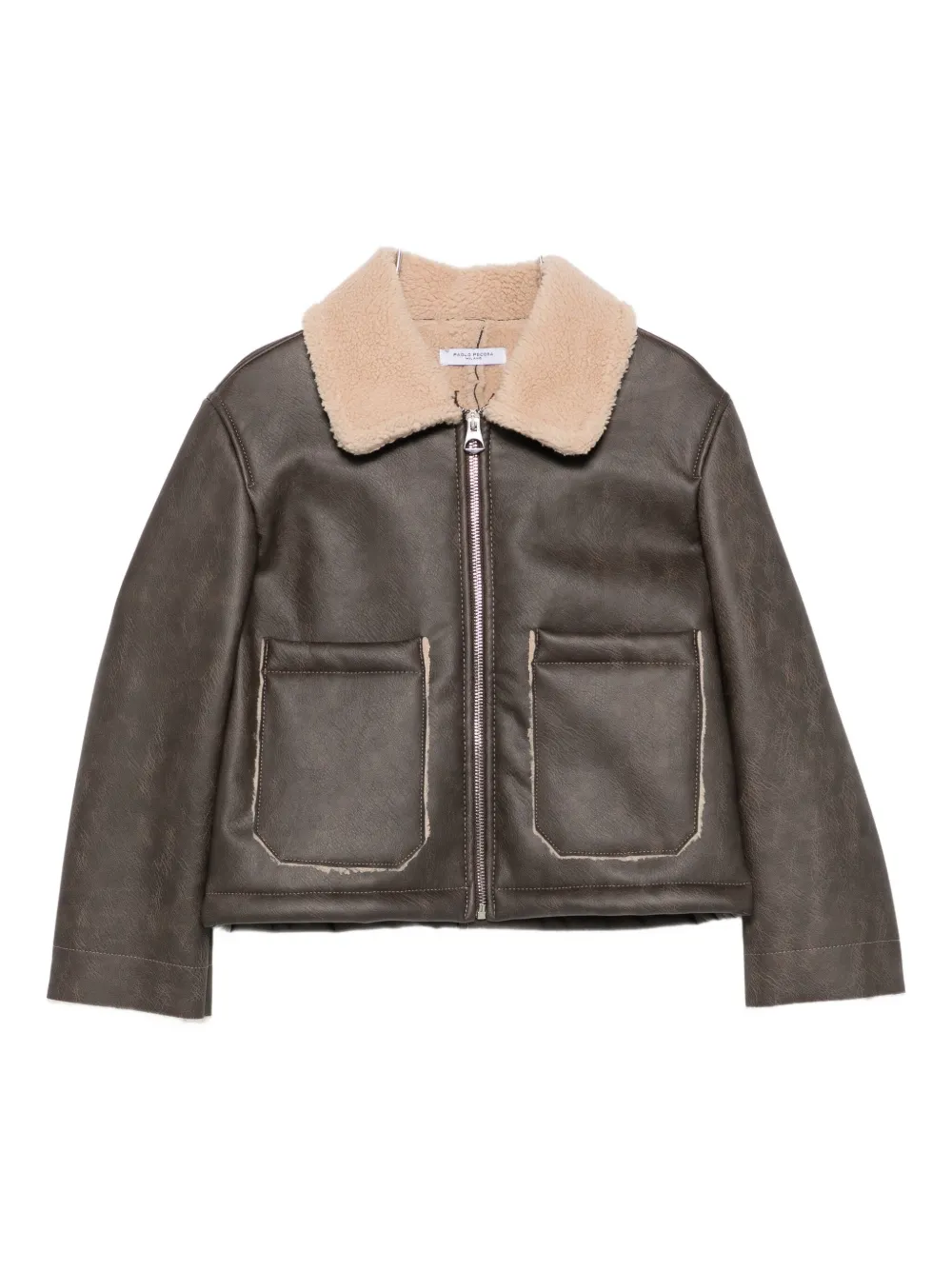 Paolo Pecora Shearling-collar Zip-front Jacket In Black