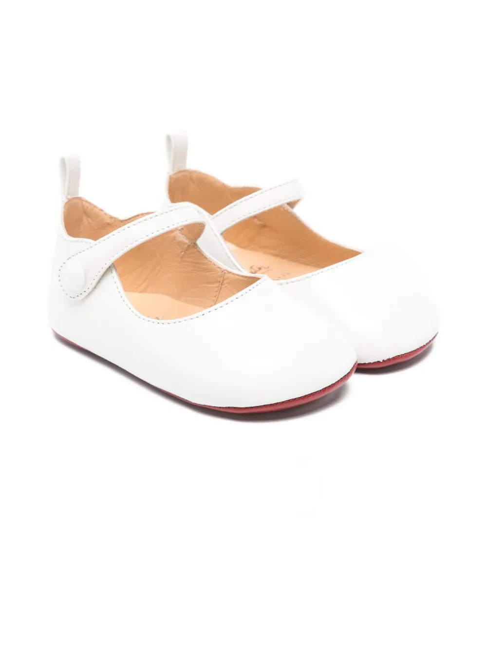Christian Louboutin Kids Baby Love leather-strap ballerina shoes White