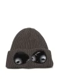 C.P. Company goggle-detail ribbed beanie - 359 WALNUT
