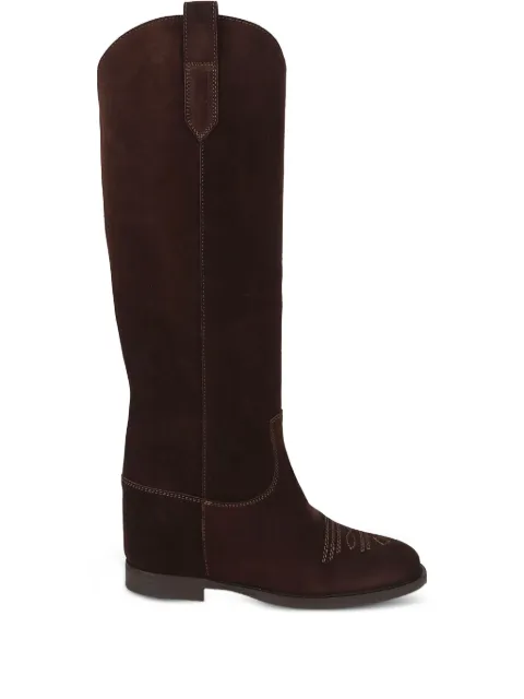 Via Roma 15 suede embroidered boots