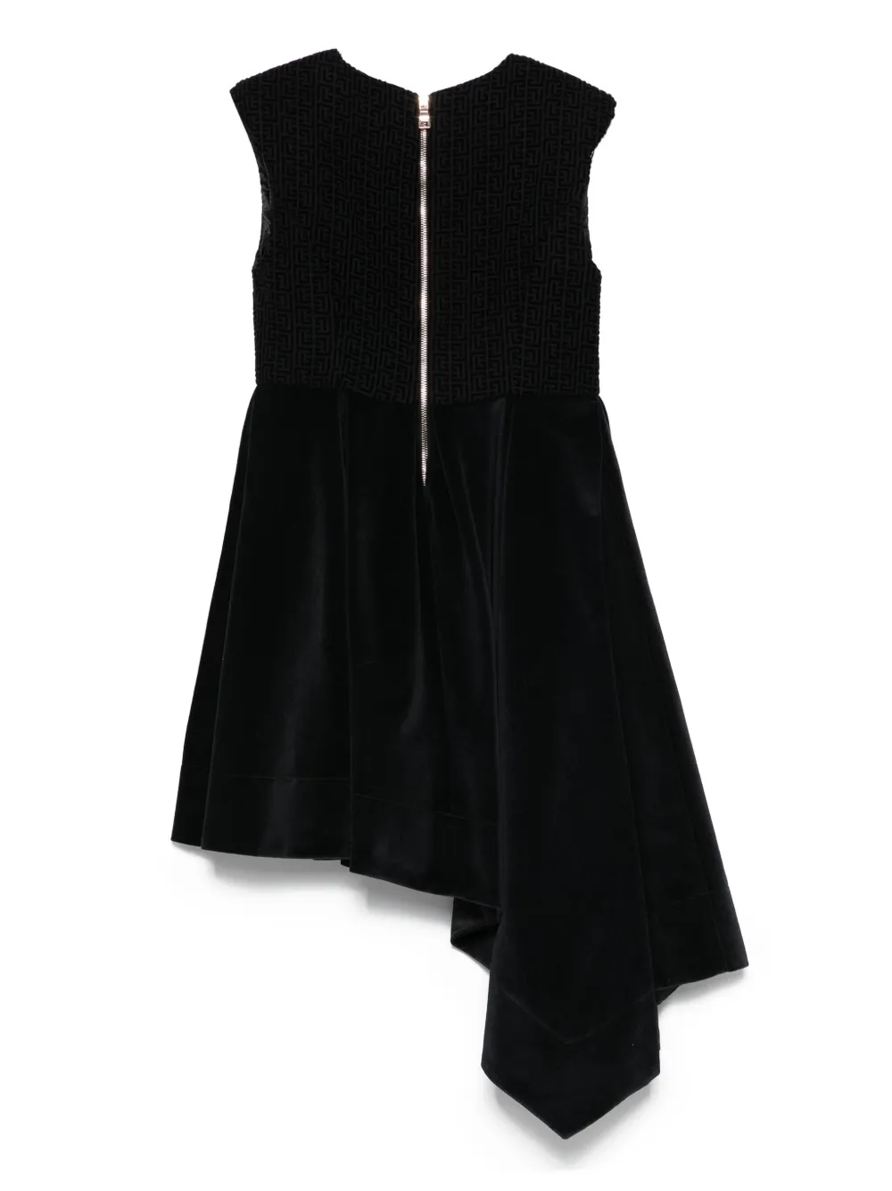 Balmain Kids Fluwelen jurk met geometrisch patroon Zwart