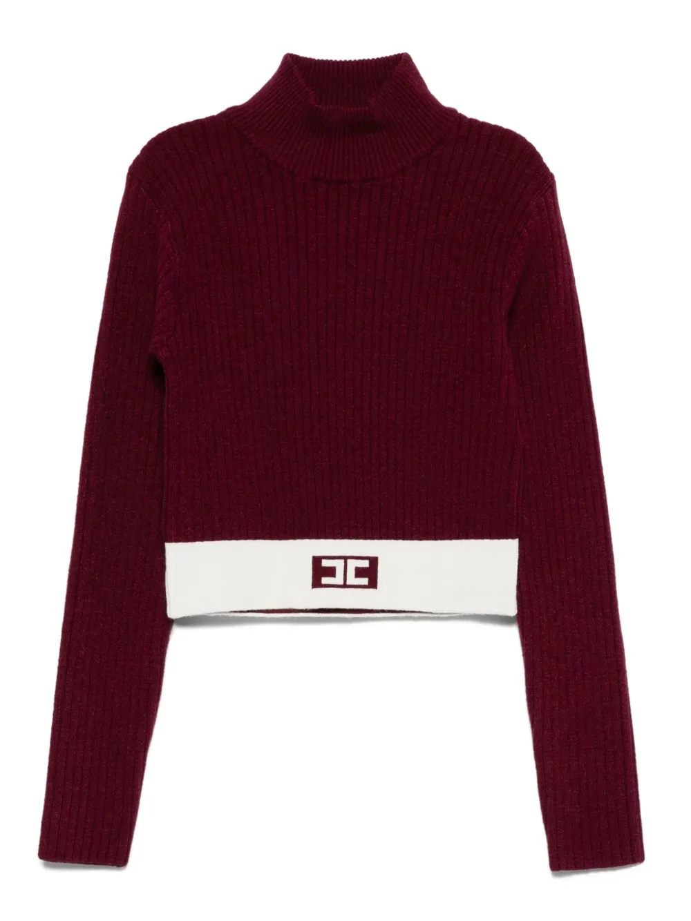 Elisabetta Franchi La Mia Bambina Ribbed-knit Logo-detail Top In Red