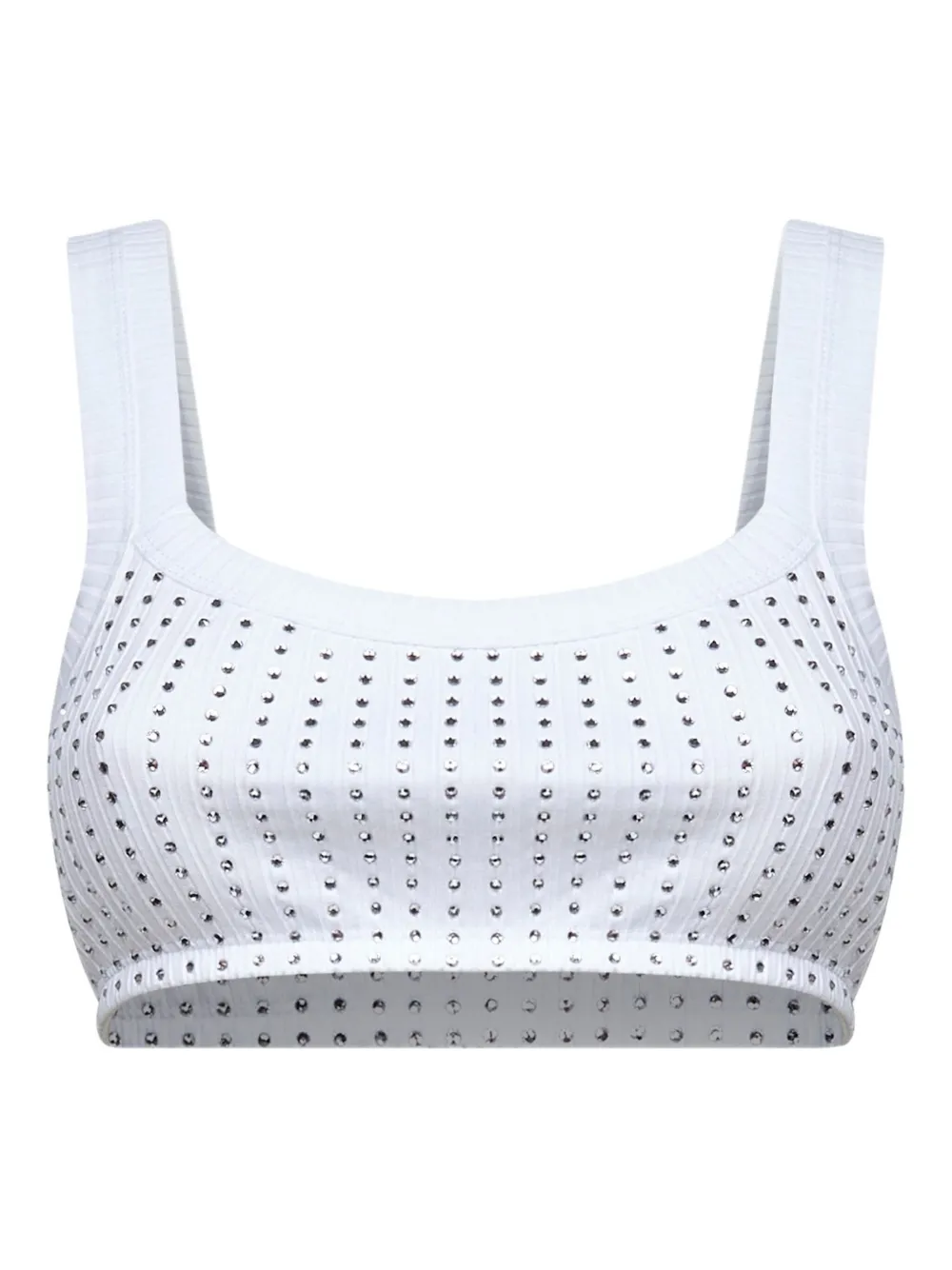 crystal-embellished ribbed top