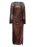 The Attico sequin-embellished gathered maxi dress - Brown