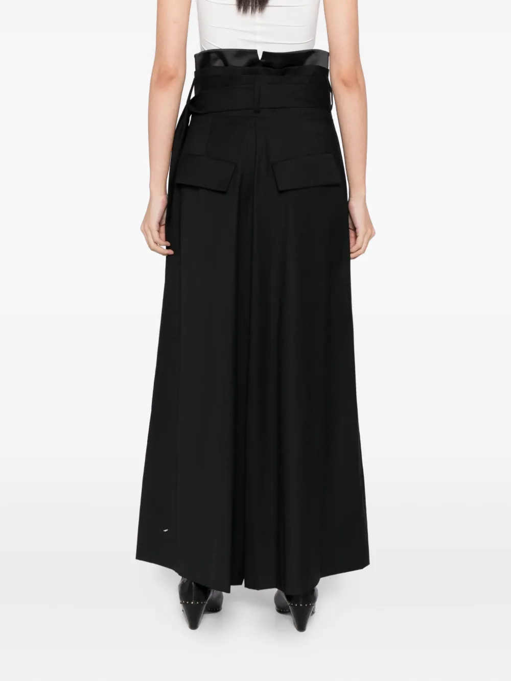 Gaze De Lin Layered Pleated Trousers In Black
