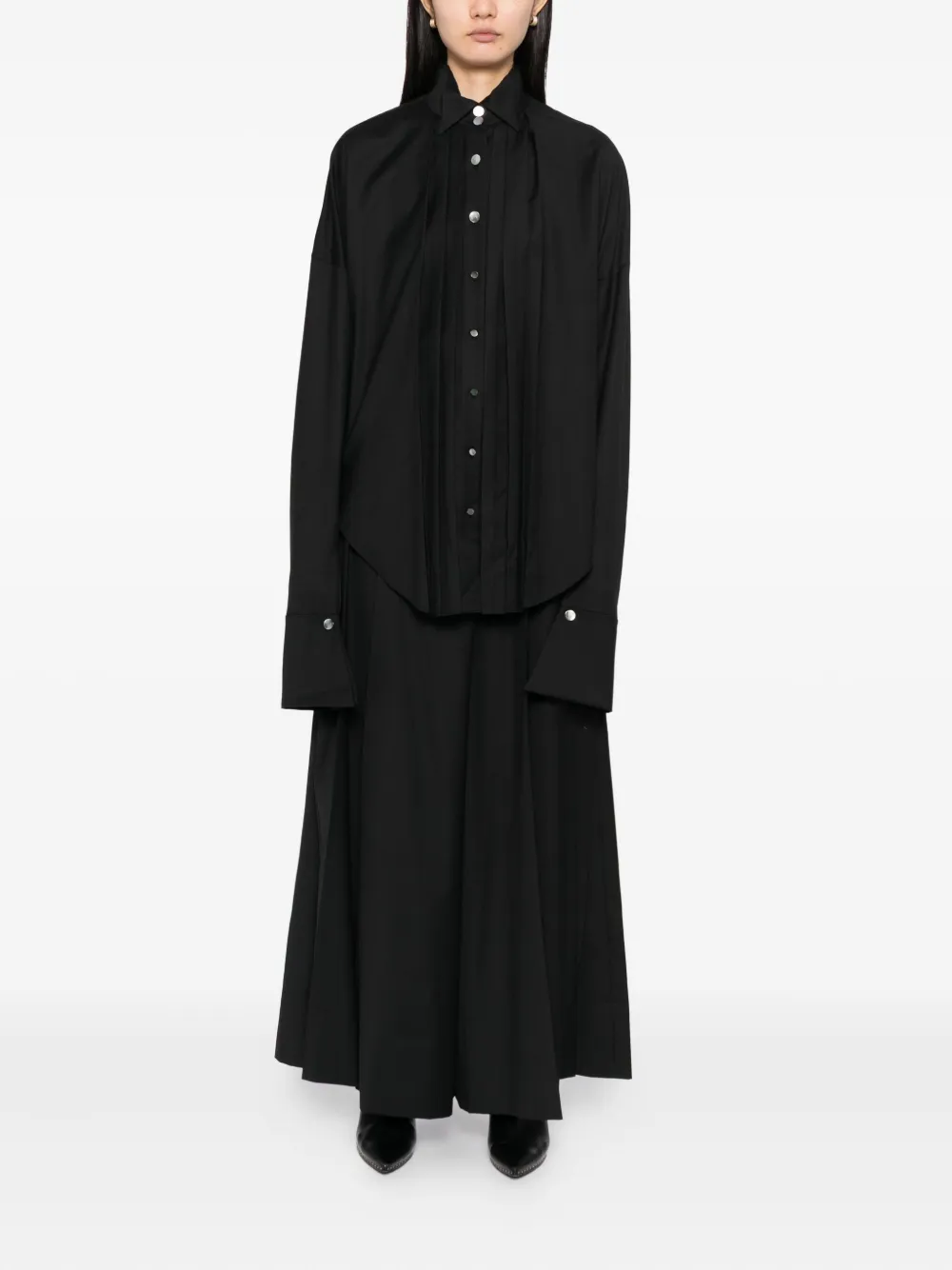 Gaze De Lin Layered Pleated Trousers In Black