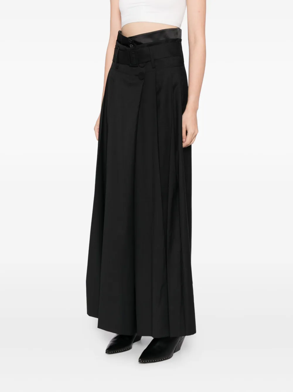 Gaze De Lin Layered Pleated Trousers In Black