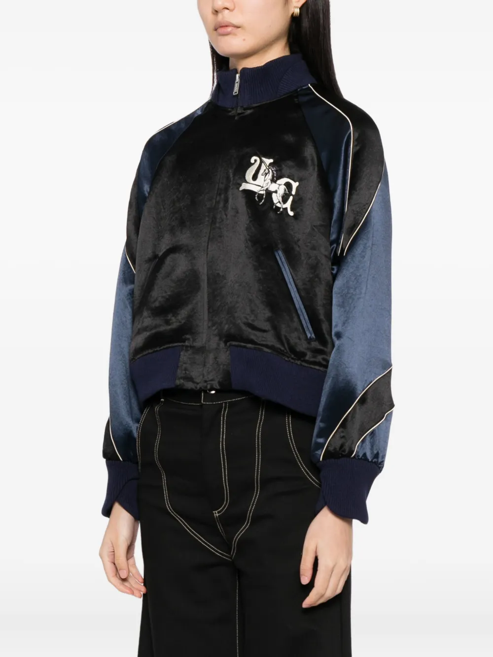 Undercover Bomber Jacket With Contrast Panels And Embroidery In Black