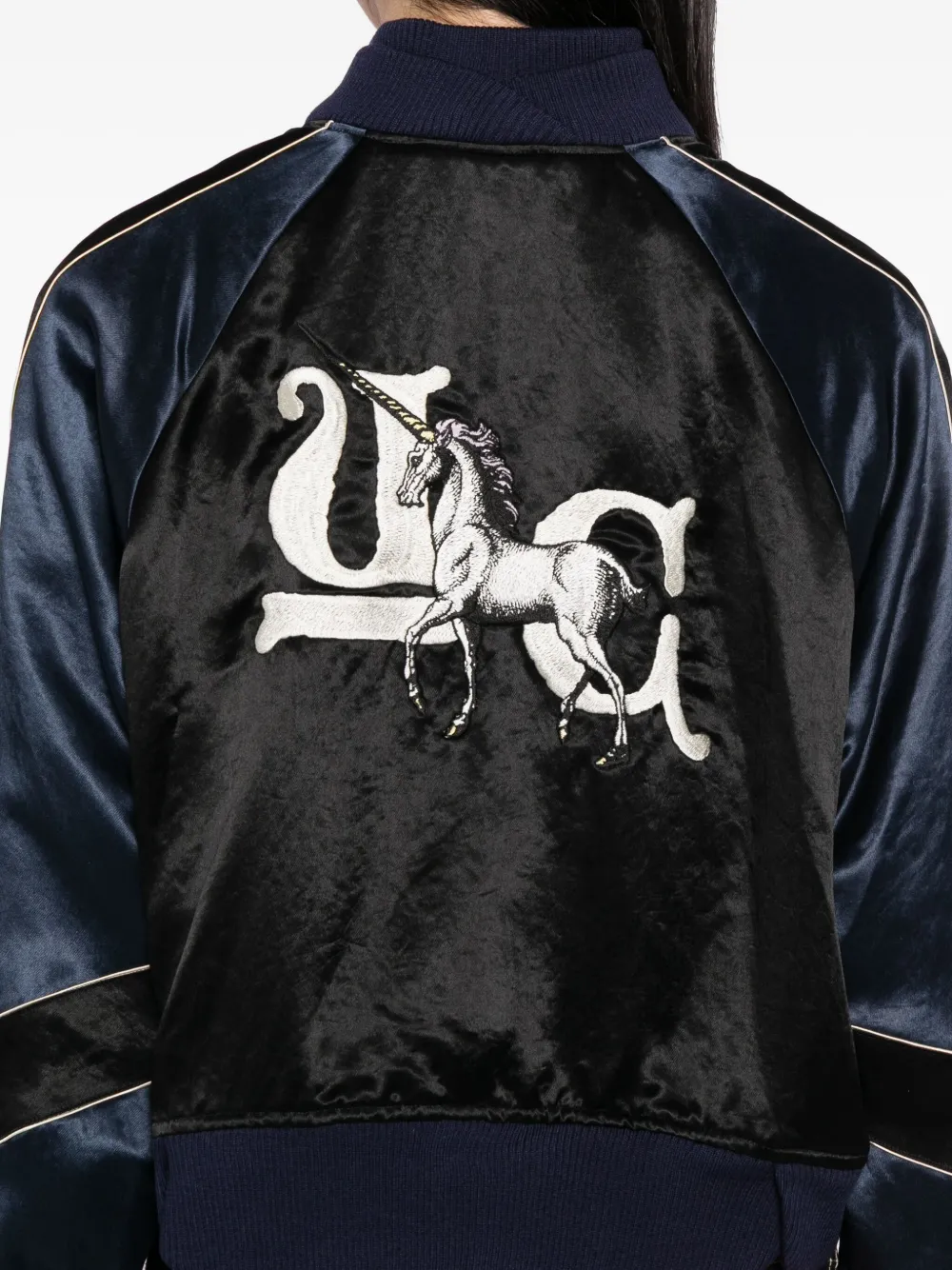 Undercover Bomber Jacket With Contrast Panels And Embroidery In Black