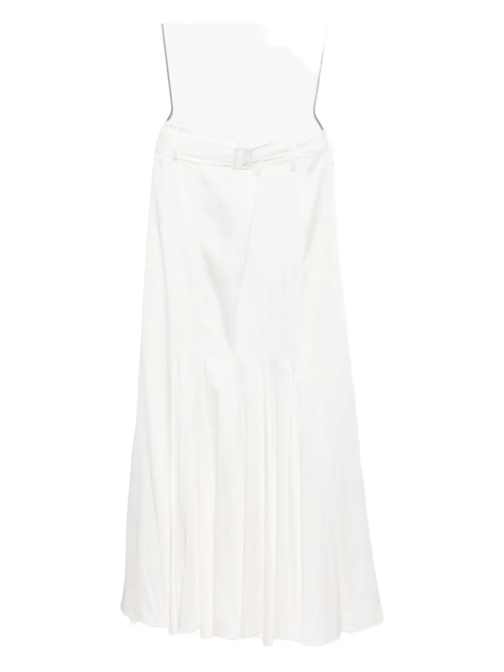 Gaze De Lin Belted Flare Skirt In White