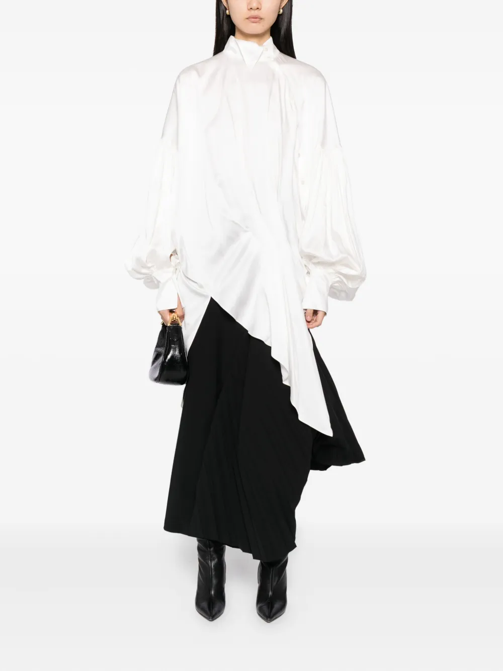 Gaze De Lin Asymmetrisch blouse - Wit