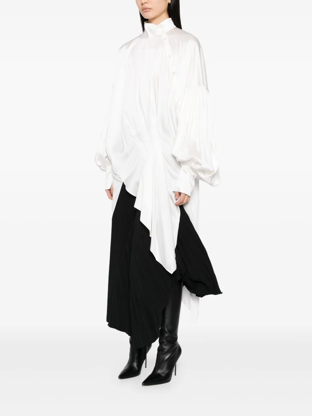 Gaze De Lin Asymmetric Shirt In White
