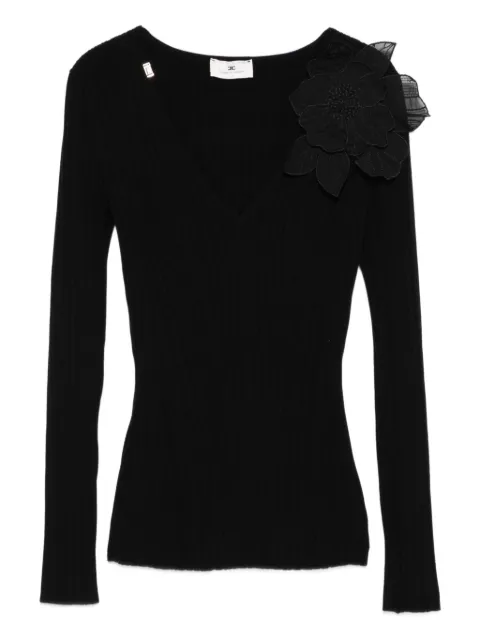 Elisabetta Franchi flower-embellished ribbed top