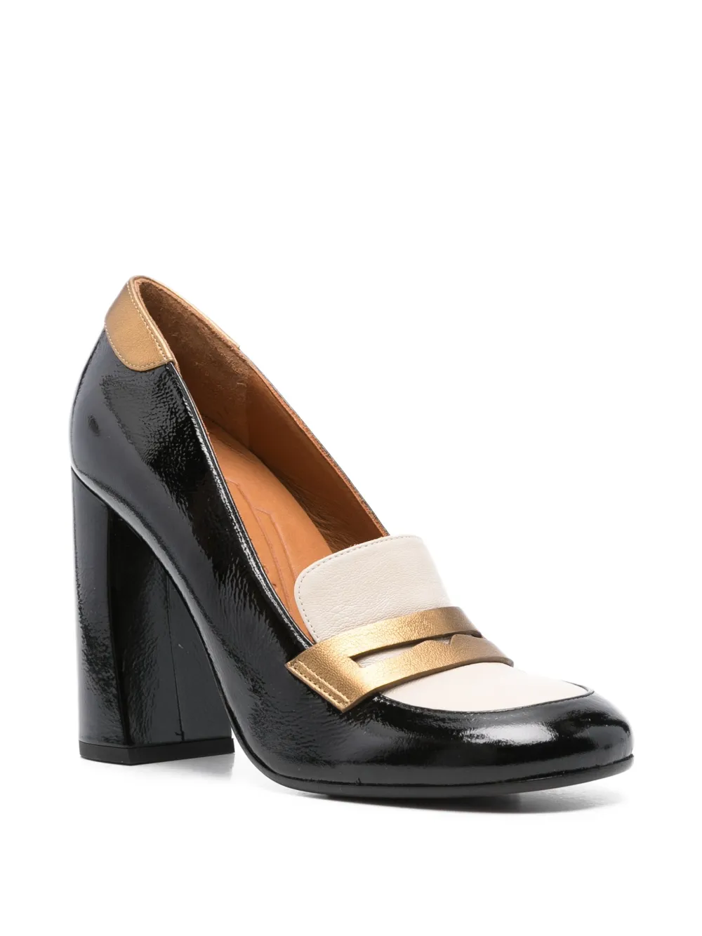 Chie Mihara 100mm block-heel loafer pumps Black