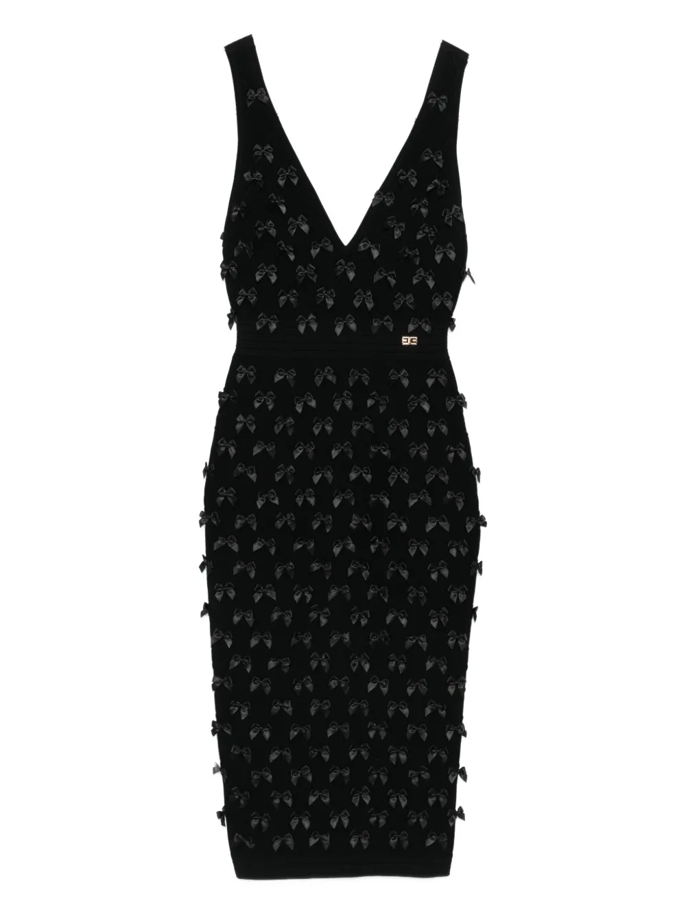 Elisabetta Franchi bow-embellished V-neck cocktail dress Zwart