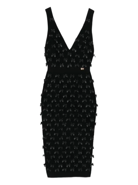 Elisabetta Franchi bow-embellished V-neck cocktail dress