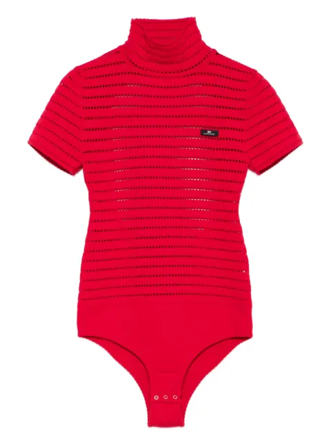 Elisabetta Franchi high-neck open-knit bodysuit