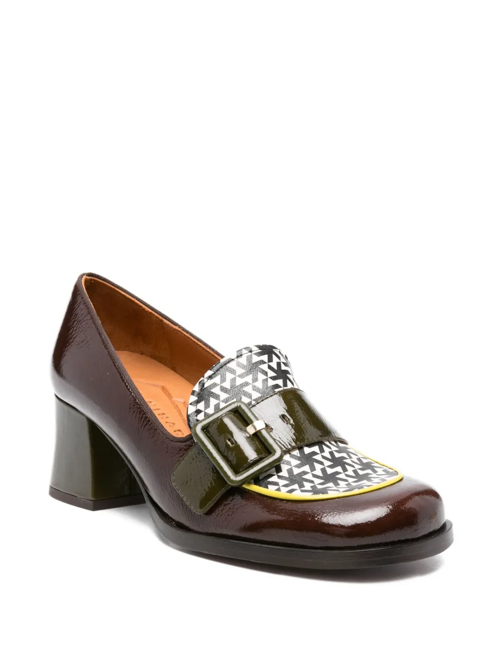 Chie Mihara 50mm Teisin buckle-detail geometric-pattern pumps Brown