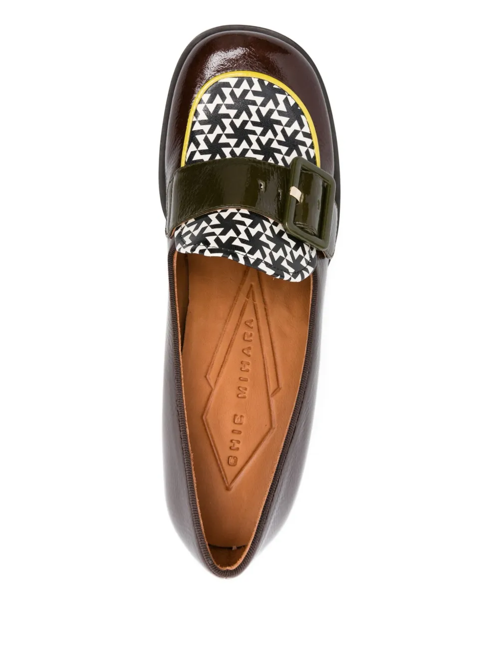 Chie Mihara 50mm Teisin buckle-detail geometric-pattern pumps Brown