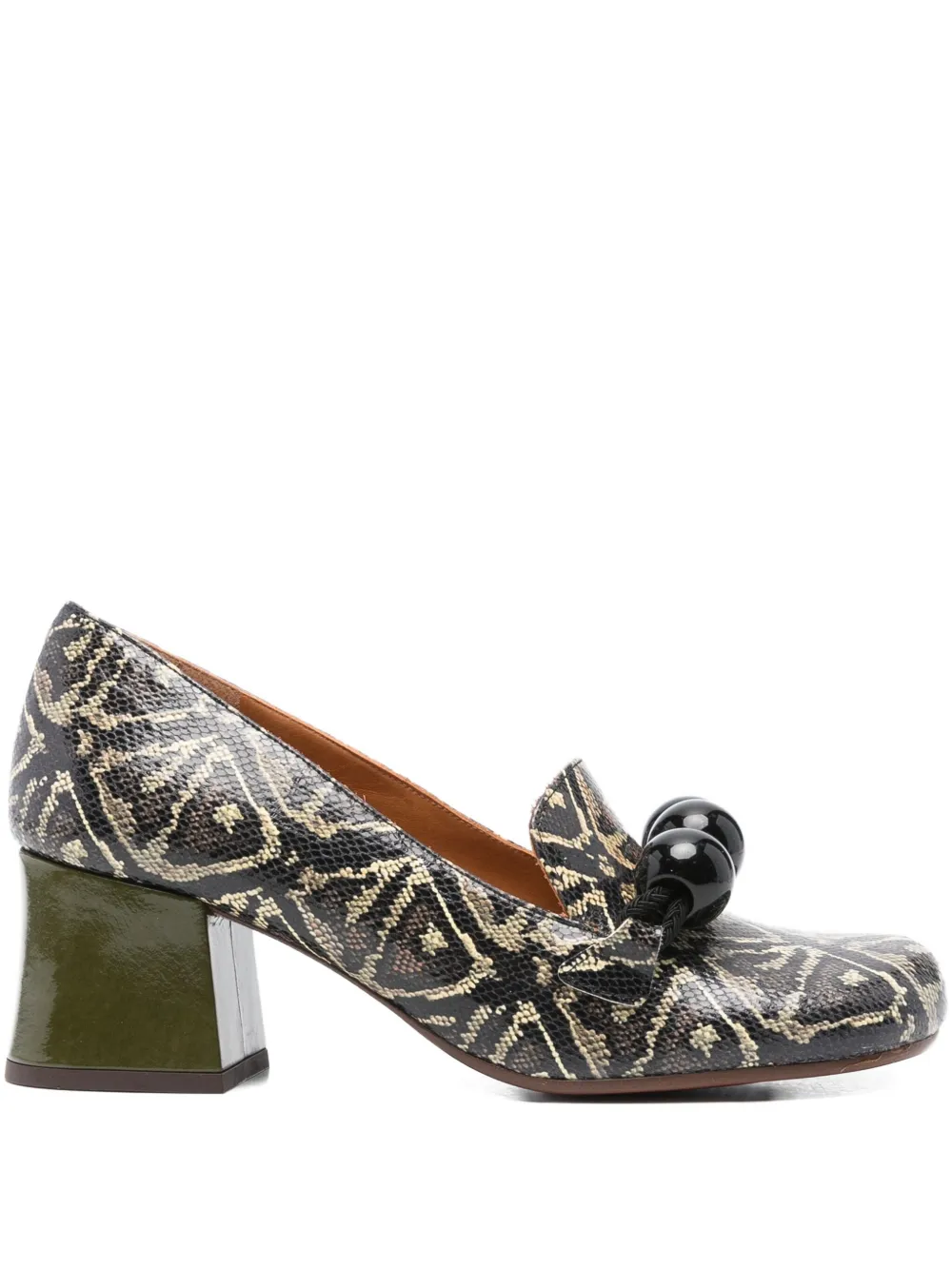 50mm Mumba geometric-pattern block-heel pumps
