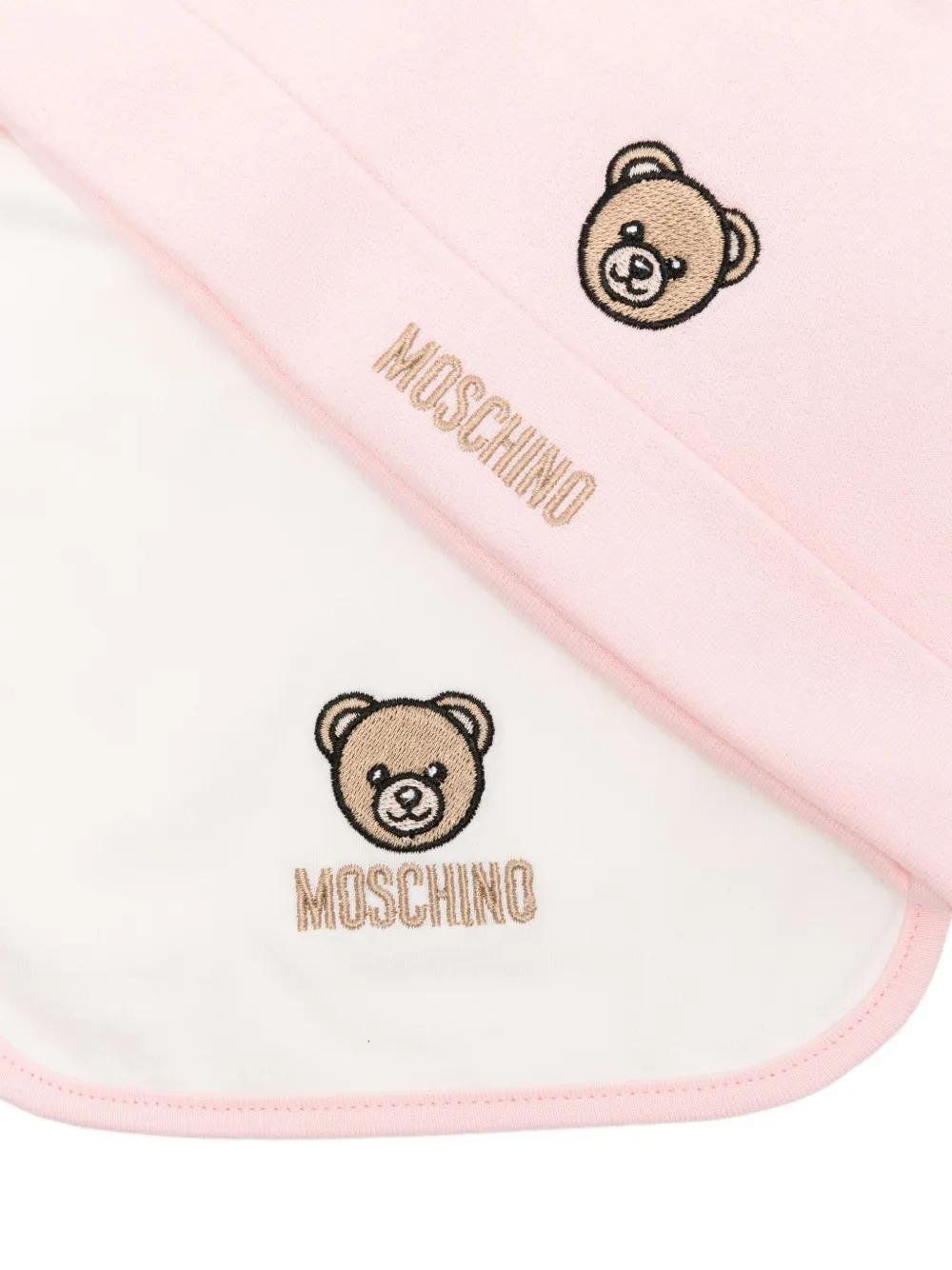 Moschino Kids teddy-embroidered hat bib set - Roze