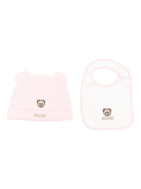 Moschino Kids set de babero y gorro con motivo Teddy Bear