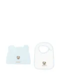 Moschino Kids teddy-embroidered hat bib set - Blue